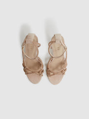 Reiss Sandals | Eryn Embellished Heeled Sandals Nude - Women