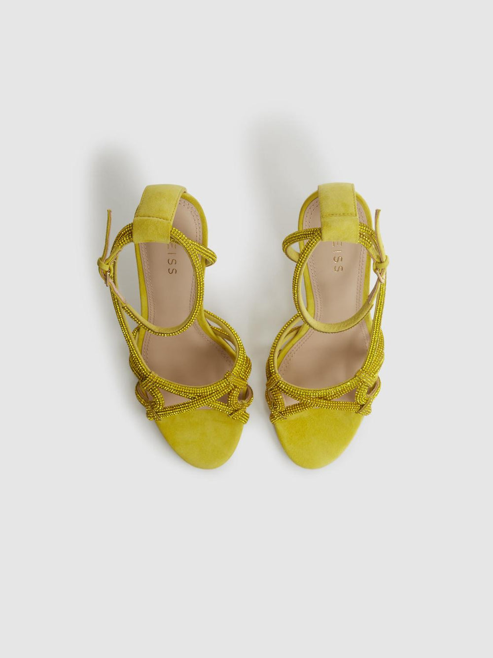Reiss Sandals | Eryn Embellished Heeled Sandals Yellow - Women