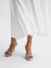 Reiss Sandals | Estel Embellished Heeled Sandals Nude - Women
