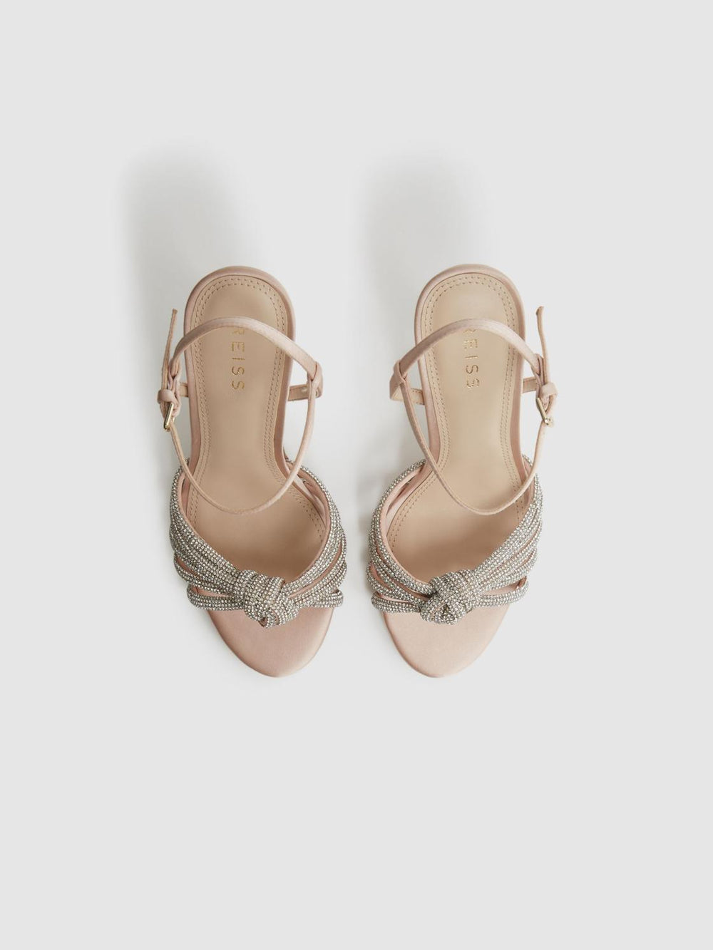 Reiss Sandals | Estel Embellished Heeled Sandals Nude - Women