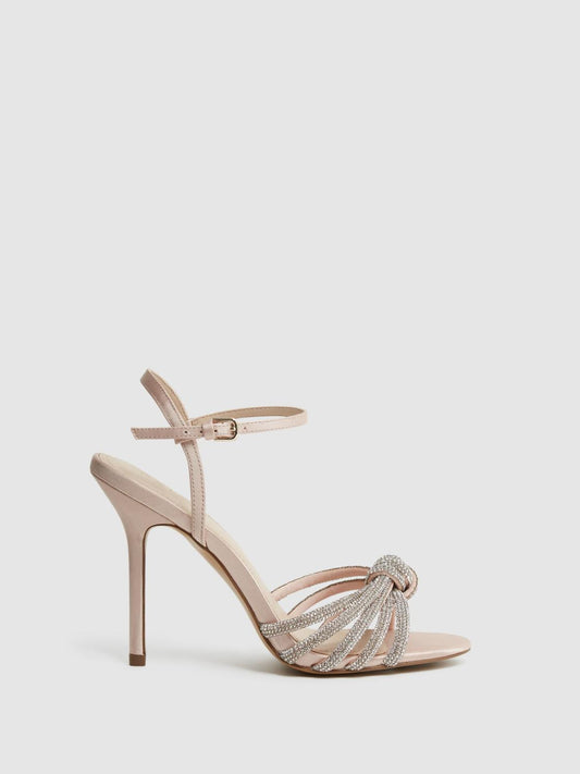 Reiss Sandals | Estel Embellished Heeled Sandals Nude - Women