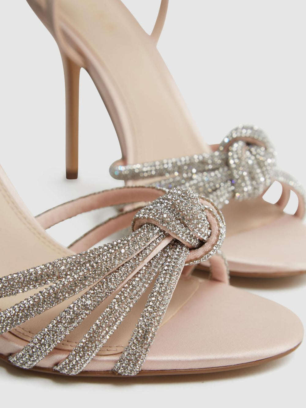 Reiss Sandals | Estel Embellished Heeled Sandals Nude - Women