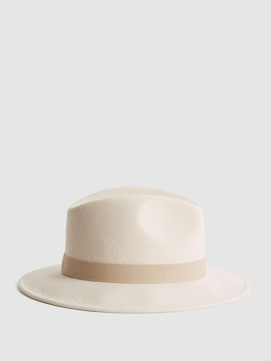 Reiss Scarves, Hats & Gloves | Ashbourne Wool Fedora Hat Ivory - Women
