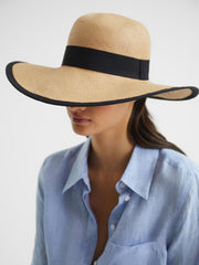 Reiss Scarves, Hats & Gloves | Nina Raffia Woven Wide Brim Hat Natural - Women