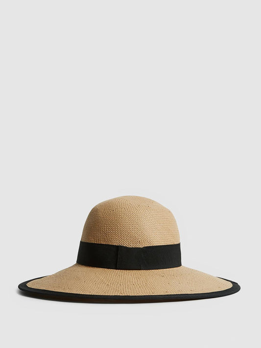 Reiss Scarves, Hats & Gloves | Nina Raffia Woven Wide Brim Hat Natural - Women