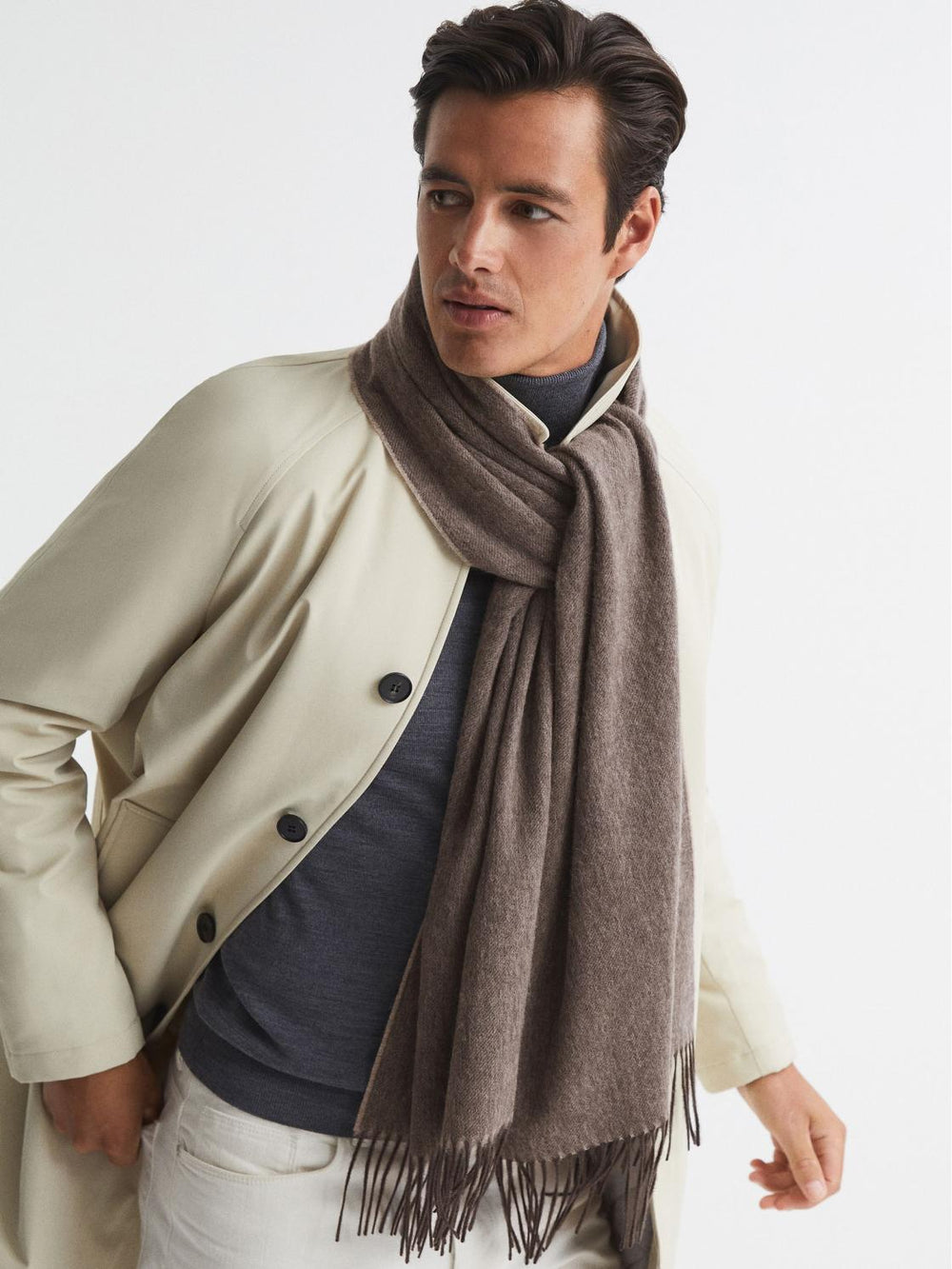 Reiss Scarves, Hats & Gloves | Picton Cashmere Blend Scarf Camel - Men