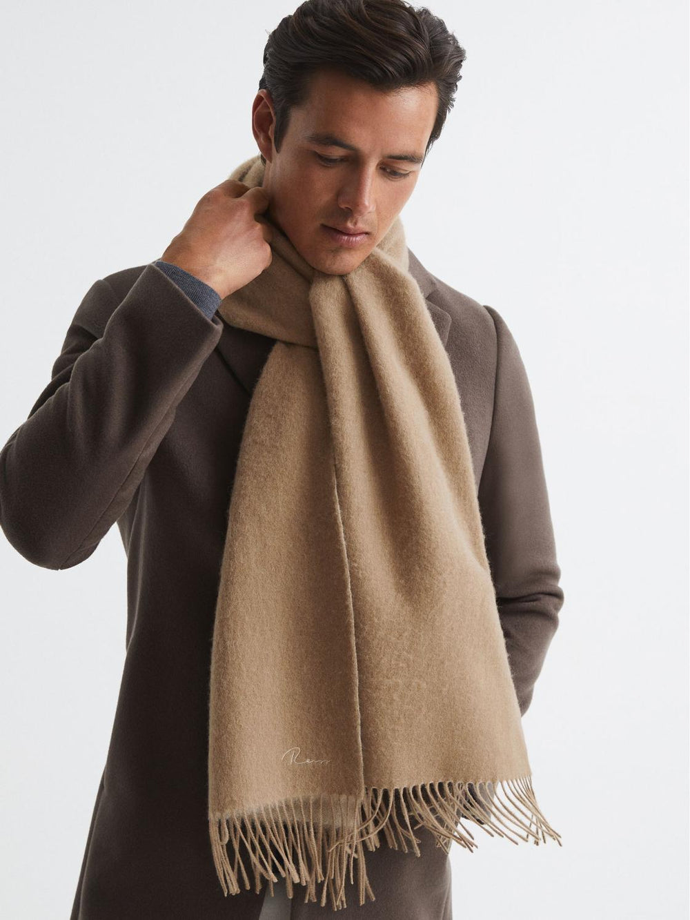 Reiss Scarves, Hats & Gloves | Picton Cashmere Blend Scarf Camel - Men