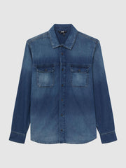 Reiss Shirts | Abraham Paige Denim Long Sleeve Shirt Kyson - Men