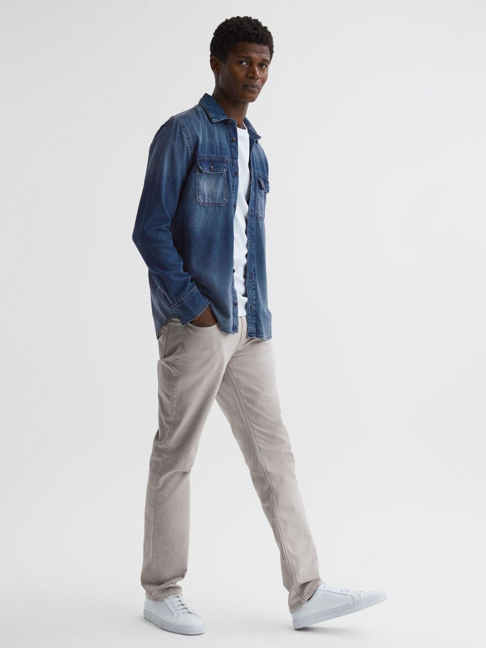 Reiss Shirts | Abraham Paige Denim Long Sleeve Shirt Kyson - Men
