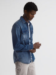 Reiss Shirts | Abraham Paige Denim Long Sleeve Shirt Kyson - Men
