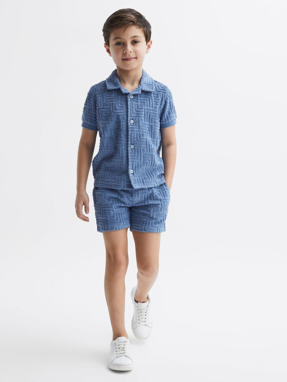 Reiss Shirts | Algarve Terry Towelling Shirt Airforce Blue - Children