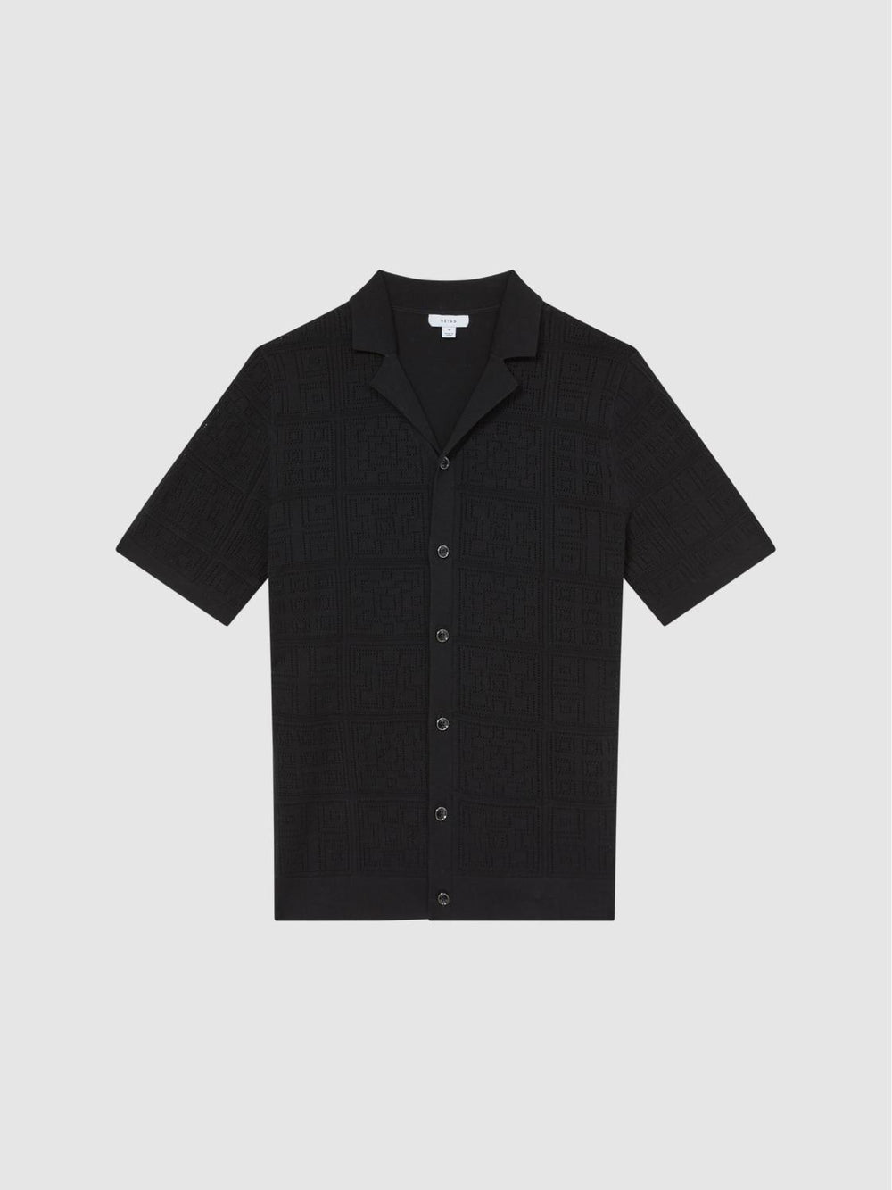 Reiss Shirts | Amersham Textured Button Through Shirt Black - Men