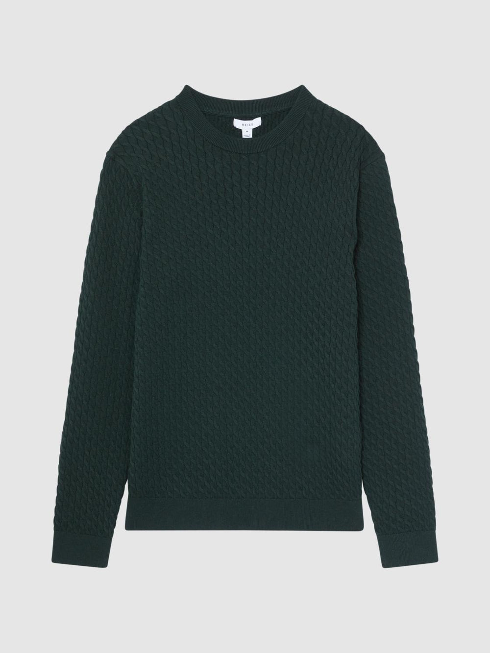 Reiss Shirts | Arran Crew Neck Cable Knit Jumper Dark Forest Green - Men