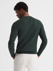 Reiss Shirts | Arran Crew Neck Cable Knit Jumper Dark Forest Green - Men