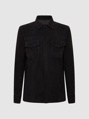 Reiss Shirts | Baltimore PAIGE Twin Pocket Suede Overshirt Black - Men