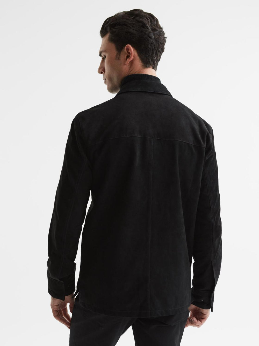 Reiss Shirts | Baltimore PAIGE Twin Pocket Suede Overshirt Black - Men