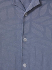 Reiss Shirts | Basswood Printed Cuban Collar Button Through T-Shirt Blue - Children