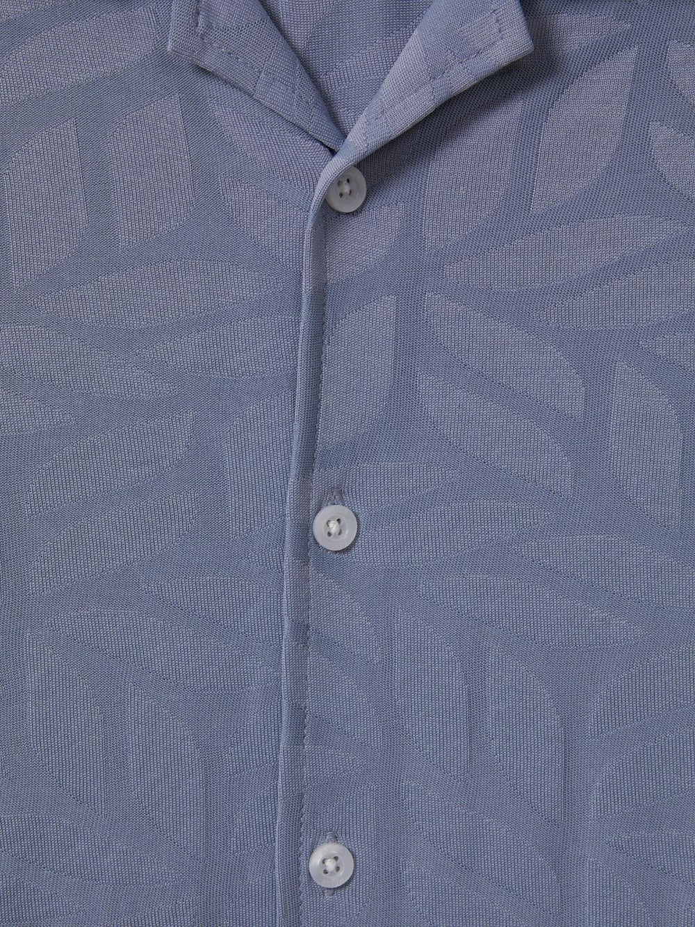 Reiss Shirts | Basswood Printed Cuban Collar Button Through T-Shirt Blue - Children