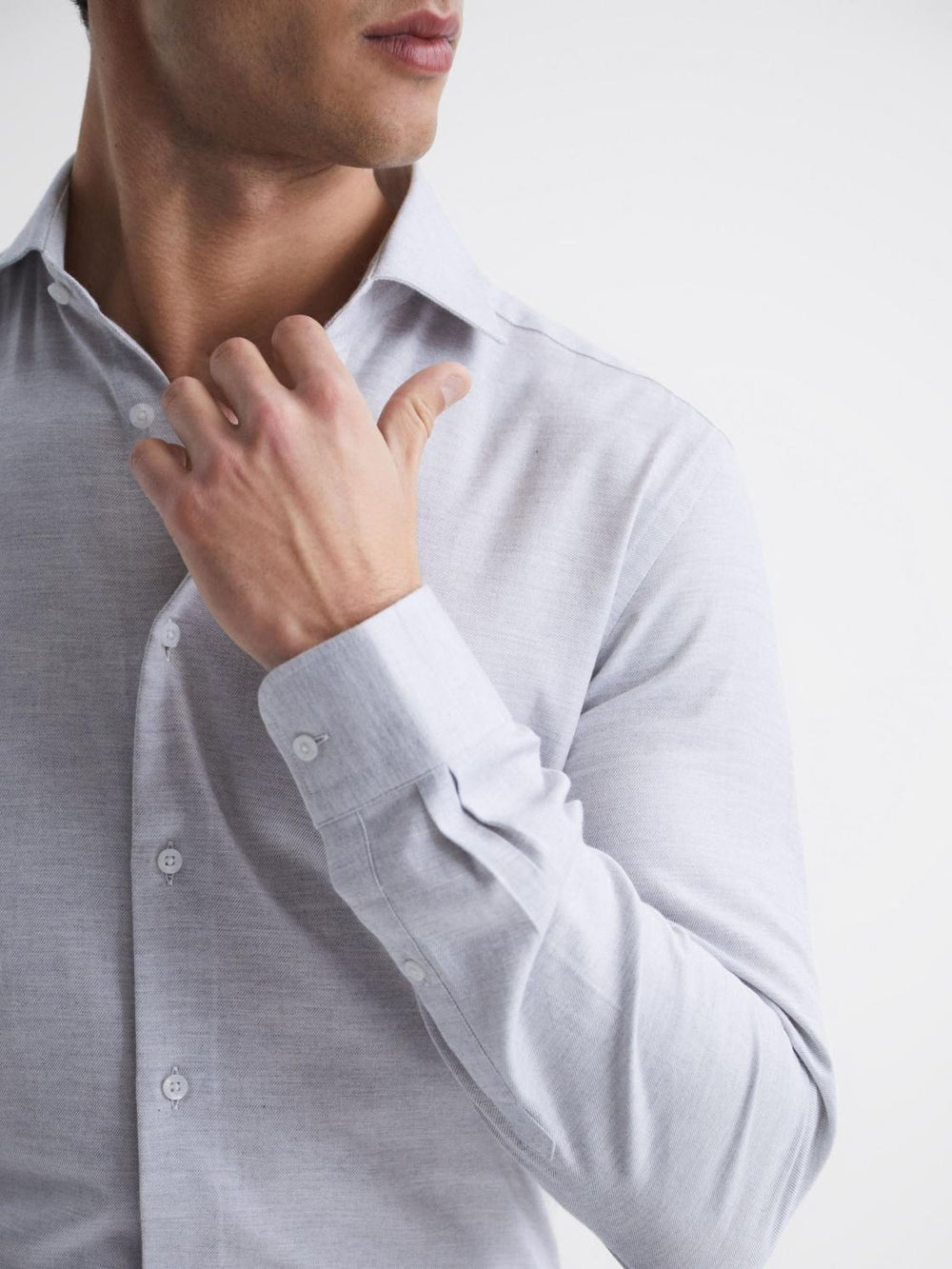 Reiss Shirts | Belief Slim Fit Flannel Shirt Grey Melange - Men