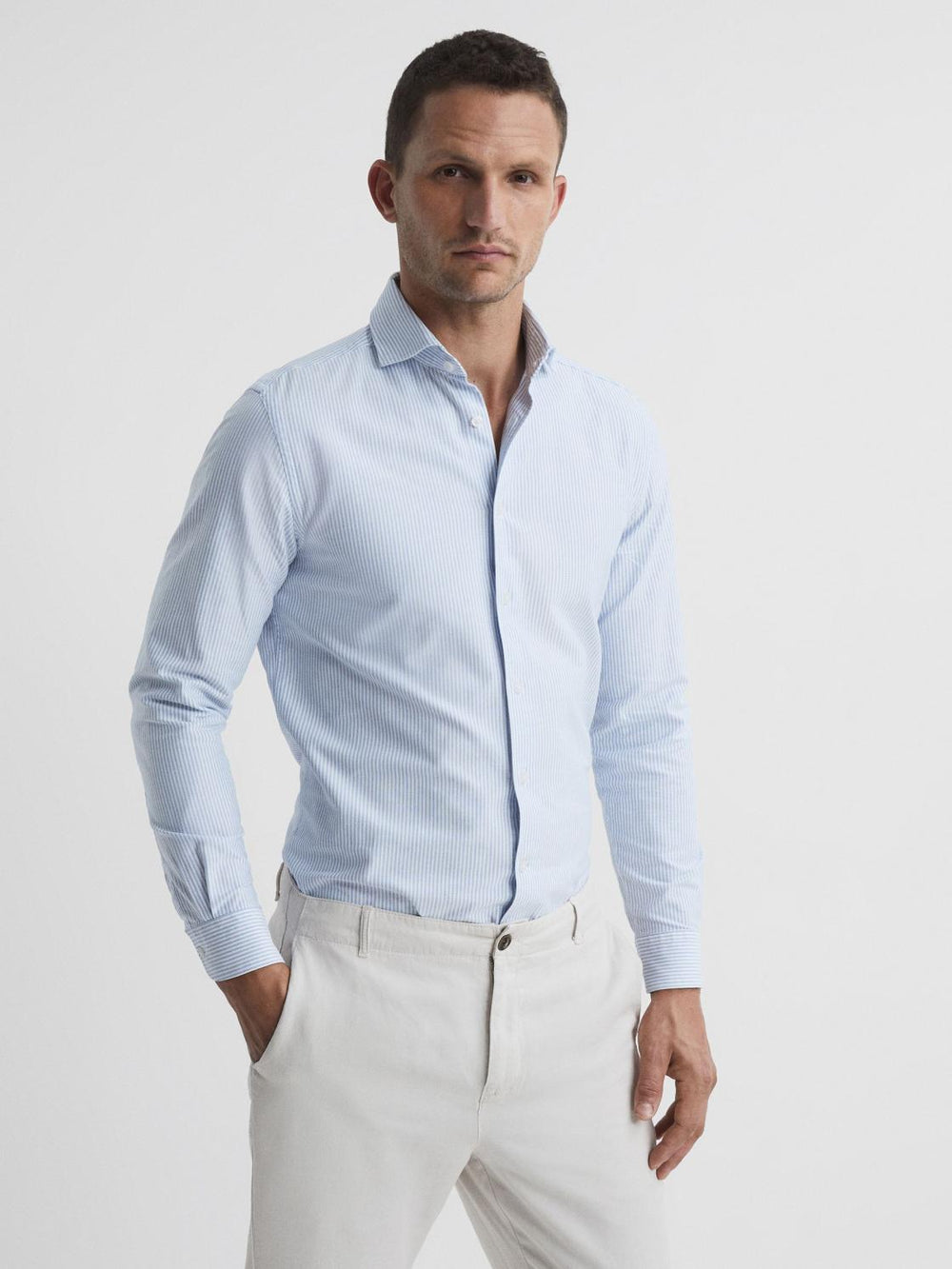 Reiss Shirts | Blackheath Striped Oxford Shirt White/blue - Men
