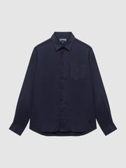 Reiss Shirts | Caroubis Vilebrequin Linen Shirt Navy - Men