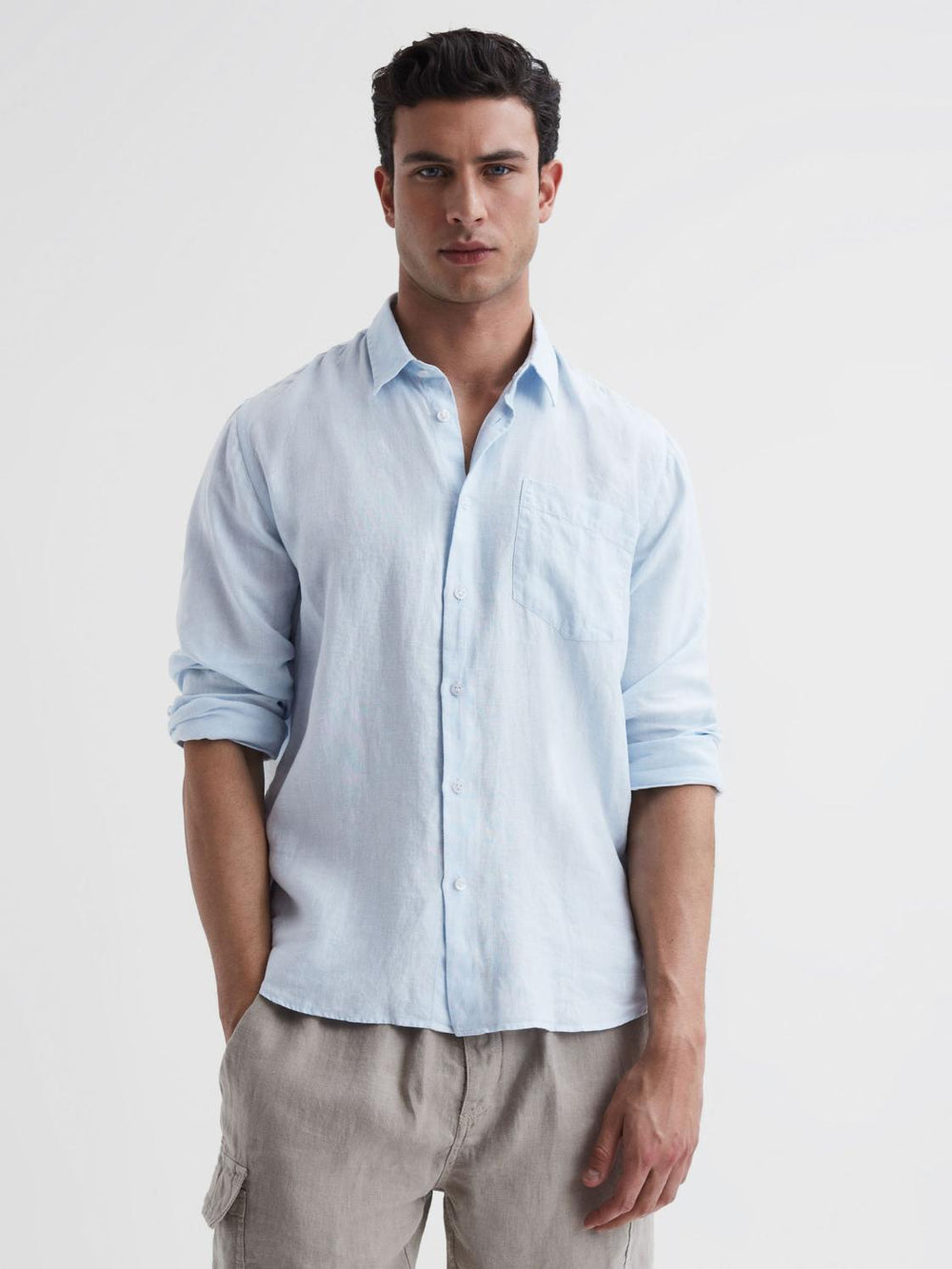 Reiss Shirts | Caroubis Vilebrequin Linen Shirt Navy - Men