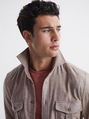 Reiss Shirts | Chase Brushed Twin Pocket Overshirt Oatmeal - Men