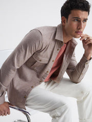 Reiss Shirts | Chase Brushed Twin Pocket Overshirt Oatmeal - Men
