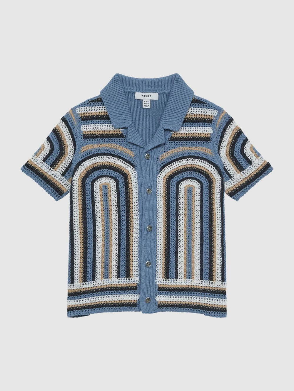 Reiss Shirts | Columbia Crochet Cuban Collar Shirt Blue - Children