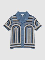 Reiss Shirts | Columbia Crochet Cuban Collar Shirt Blue - Children