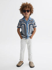 Reiss Shirts | Columbia Crochet Cuban Collar Shirt Blue - Children