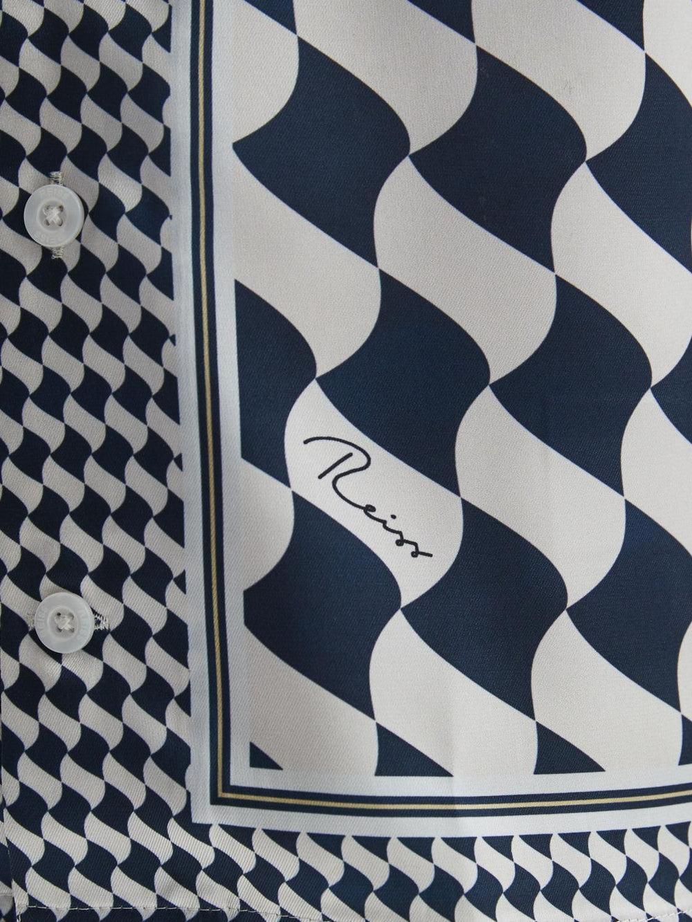 Reiss Shirts | Devaroe Cuban Collar Short Sleeve Shirt Navy/ivory - Children