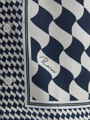 Reiss Shirts | Devaroe Cuban Collar Short Sleeve Shirt Navy/ivory - Children