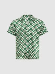 Reiss Shirts | Elden Slim Fit Cuban Collar Shirt Blue/ivory - Men