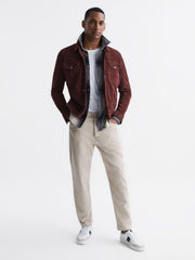 Reiss Shirts | Frey Long Sleeve Brushed Checked Overshirt Blue Multi - Men