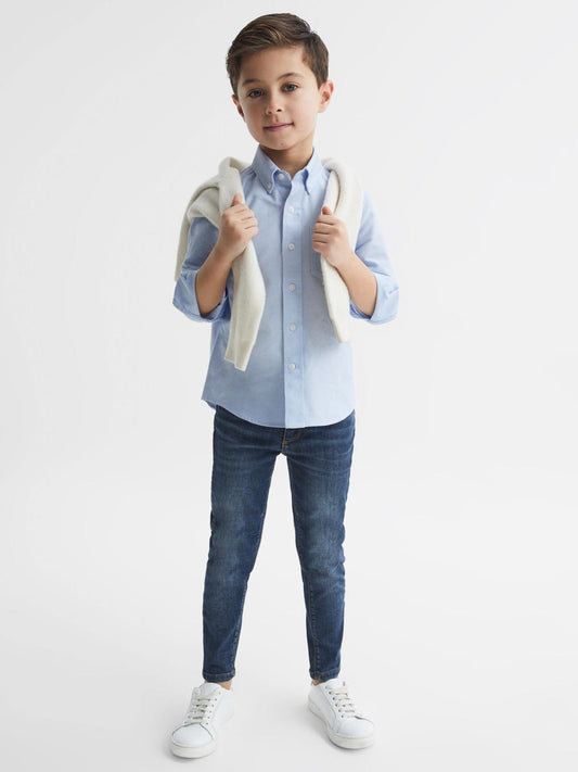 Reiss Shirts | Greenwich Button Down Oxford Shirt Soft Blue - Children