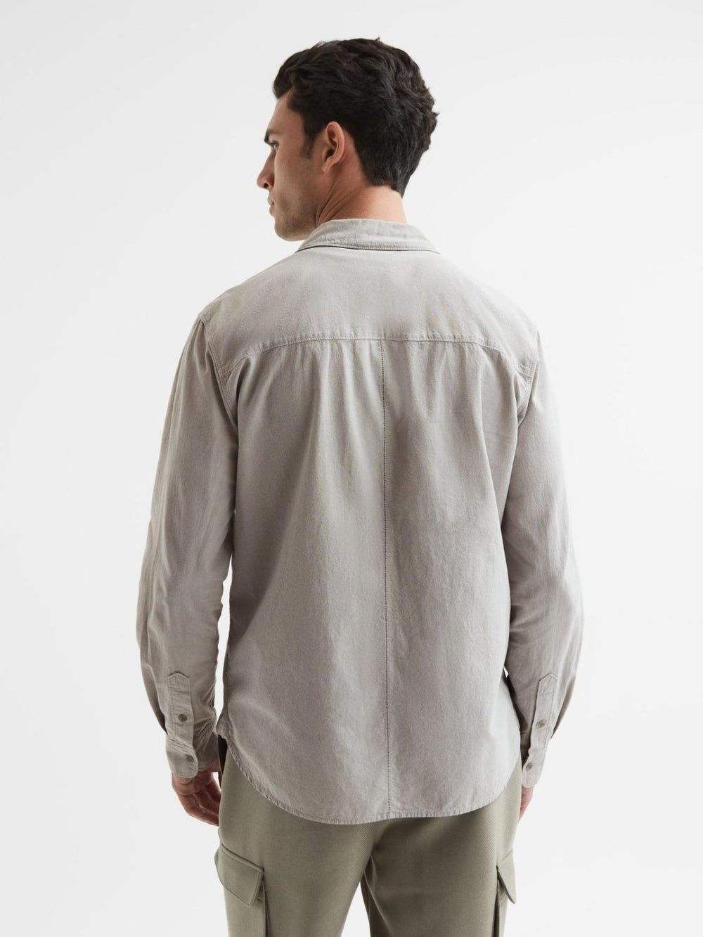 Reiss Shirts | Gregory Paige Long Sleeve Cotton Shirt Weathered Stone - Men