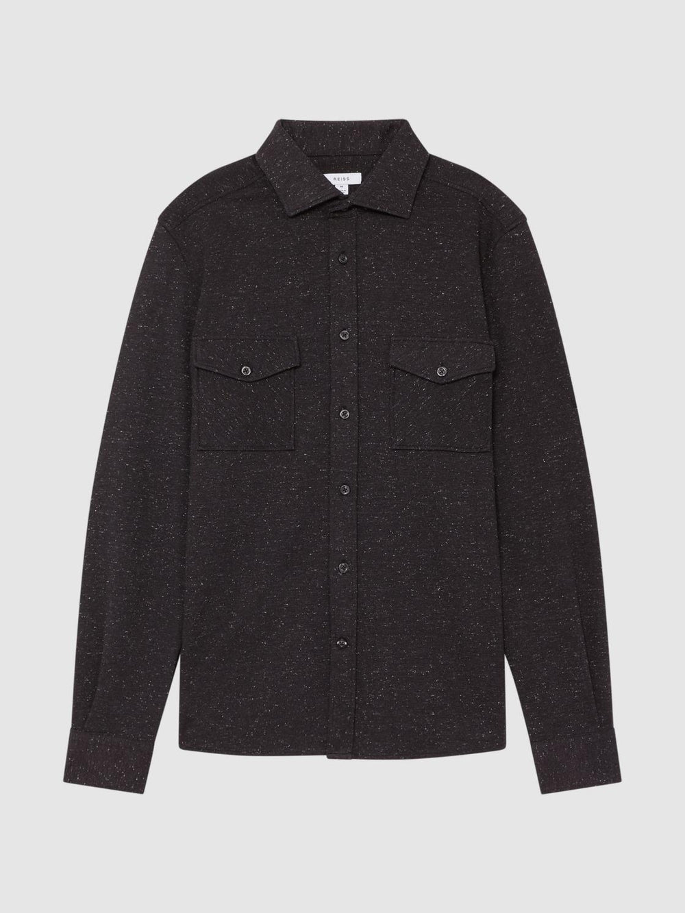 Reiss Shirts | Grisham Slim Fit Flecked Overshirt Black - Men
