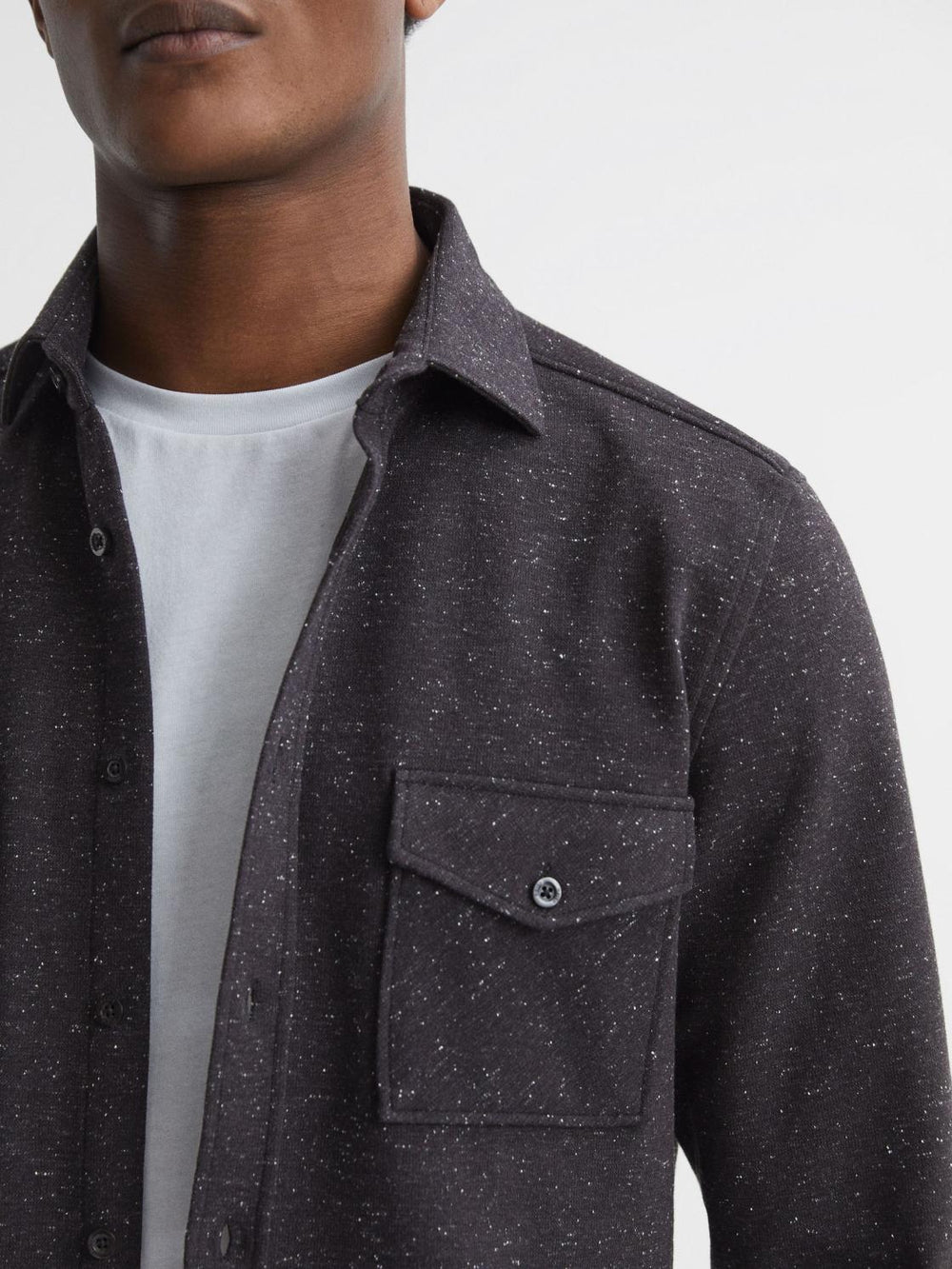 Reiss Shirts | Grisham Slim Fit Flecked Overshirt Black - Men