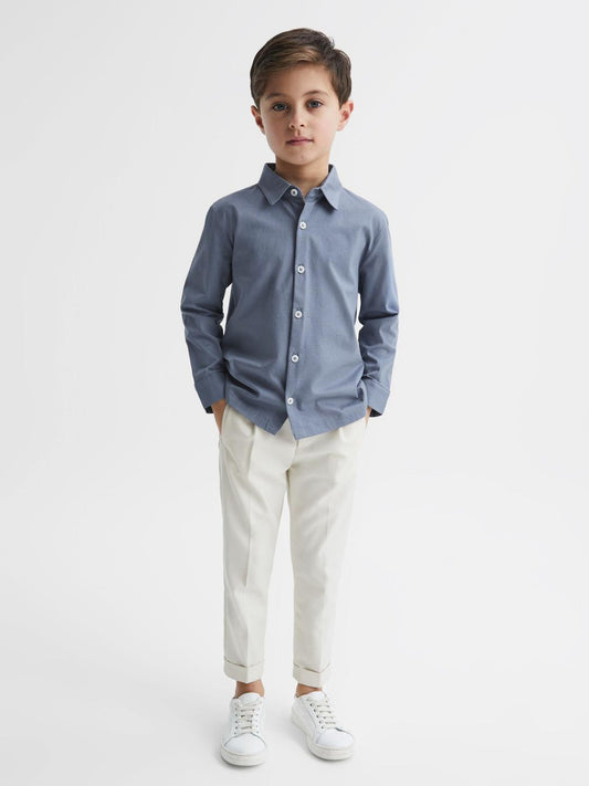 Reiss Shirts | Hendon Cotton Shirt Airforce Blue - Children