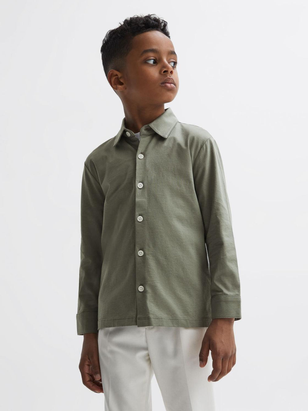 Reiss Shirts | Hendon Cotton Shirt Sage - Children