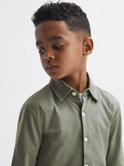 Reiss Shirts | Hendon Cotton Shirt Sage - Children
