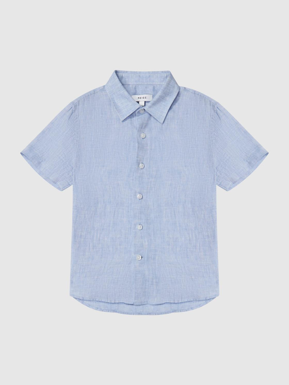 Reiss Shirts | Holiday Junior Short Sleeve Linen Shirt Soft Blue - Children