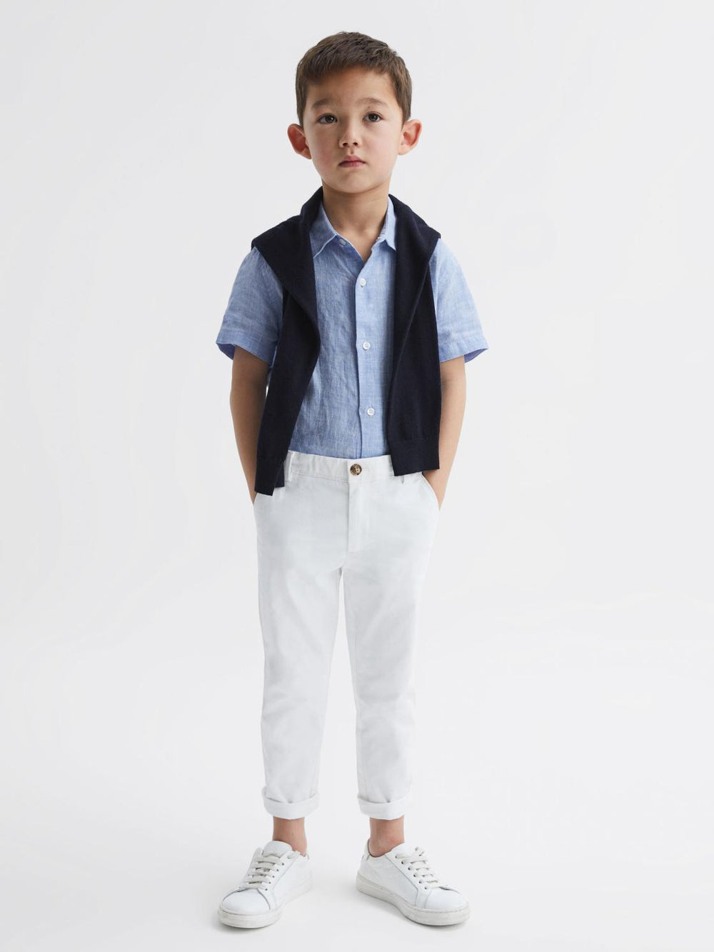 Reiss Shirts | Holiday Junior Short Sleeve Linen Shirt Soft Blue - Children