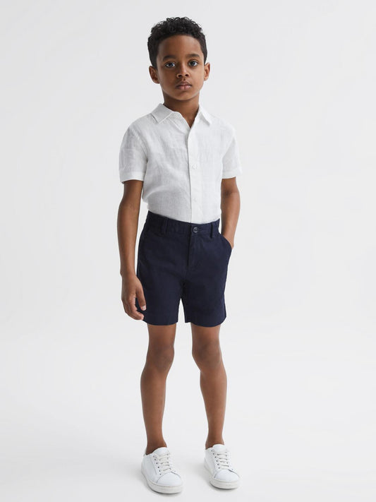 Reiss Shirts | Holiday Junior Short Sleeve Linen Shirt White - Children