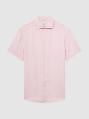 Reiss Shirts | Holiday Linen Slim Fit Shirt Soft Pink - Men