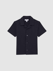 Reiss Shirts | Koen Short Sleeve Cuban Collar Shirt Navy - Children