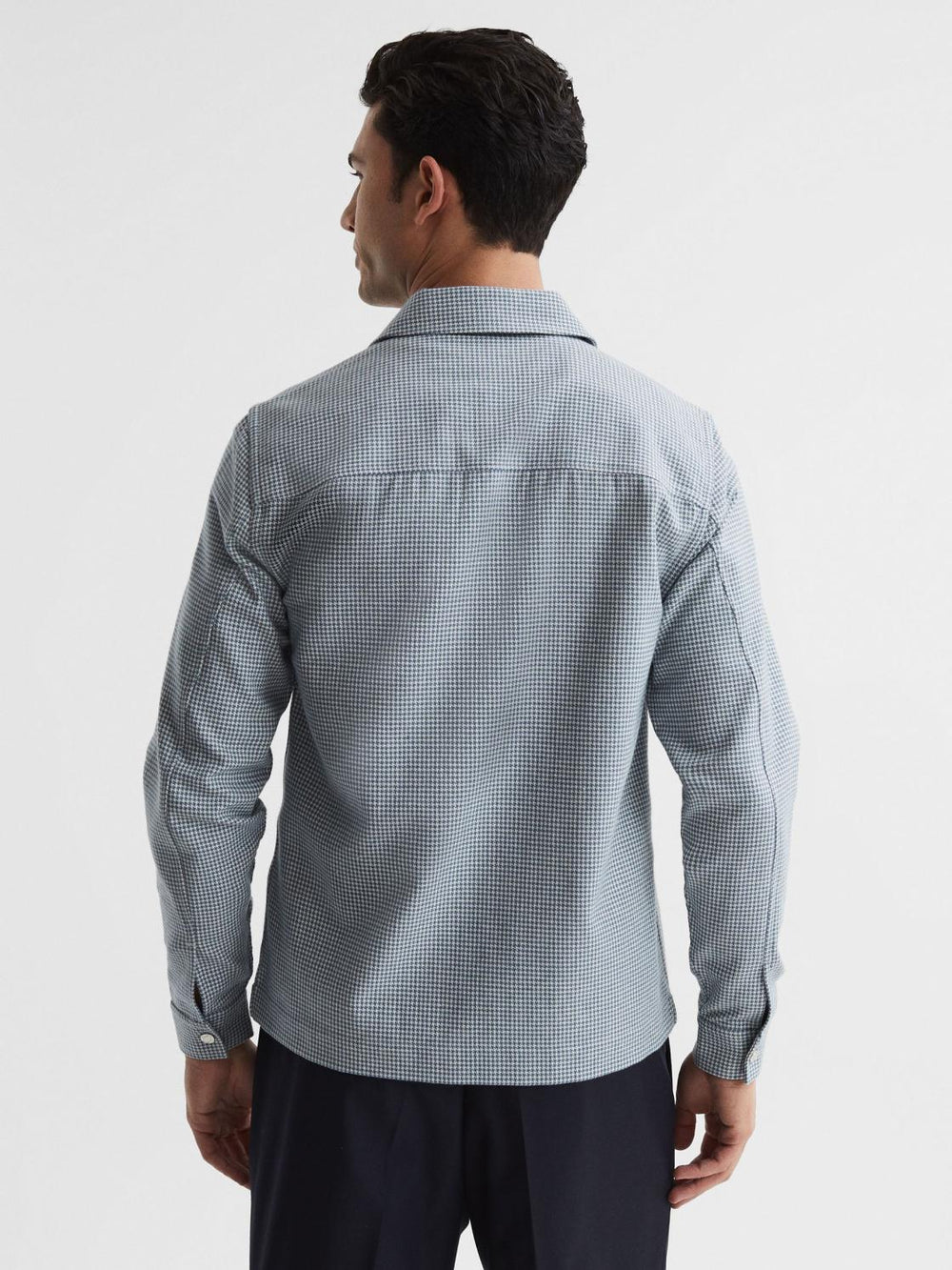 Reiss Shirts | Mixon Long Sleeve Puppytooth Overshirt Blue/white - Men