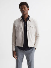 Reiss Shirts | Nate Cutaway Collar Jersey Slim Fit Shirt Grey Melange - Men