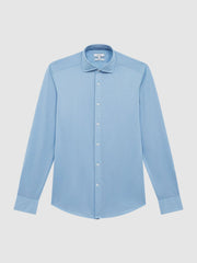 Reiss Shirts | Nate Cutaway Collar Jersey Slim Fit Shirt Navy - Men
